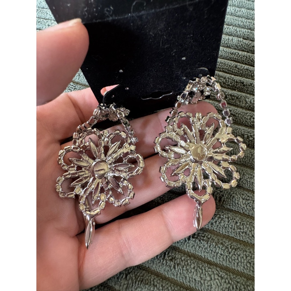 Dramatic‎ Rhinestone Dangle Earrings Statement Prom Party Wedding Jewelry - Picture 3 of 7